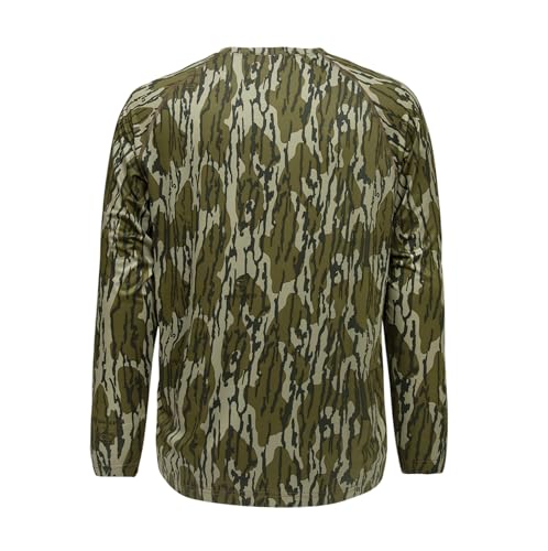 Mossy Oak Boys' Tibbee Flex Long Sleeve Camo Hunting Shirt - Large, Original Bottomland