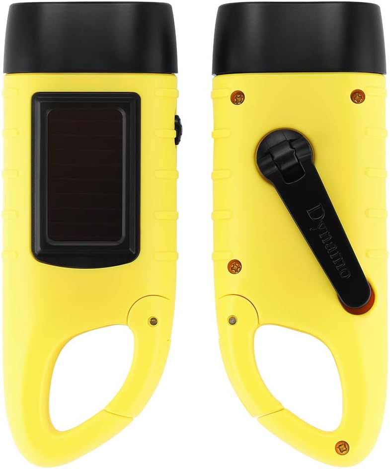 Simpeak 2-Pack Hand Crank Solar Powered LED Flashlight, Emergency Survival Flashlight Torch for Outdoor Sports, Green