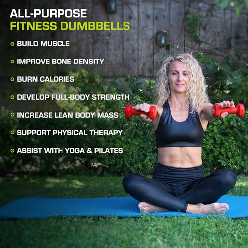 ProsourceFit 3-Pound Neoprene Dumbbells with Non-Slip Grip - Hex Shape