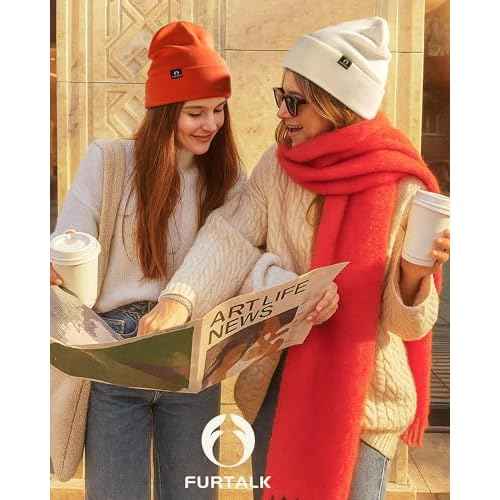 FURTALK 100% Merino Wool Beanie Hat for Men Women Warm Winter Hat Double Layer Knitted Beanies