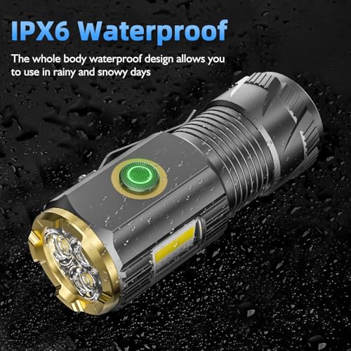 Rechargeable Mini LED Flashlight Set - 9000 Lumens, Waterproof, 6 Modes, with Clip & Magnet - Grey 2-Pack