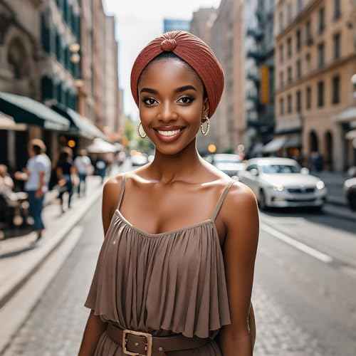 Barelove 10 Pieces Stretch Turbans Chemo Head Wrap Cancer Head Beanie Twisted Turban Cap Cover Hats for Women