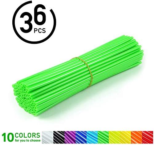 36 pcs Wheel Rim Spoke Covers, Keenso Motocross Rims Off Road Guard Wraps Kit Motorcycle Covers Wrap Decor Protector For Universal Motocross Dirt Bike(Green)