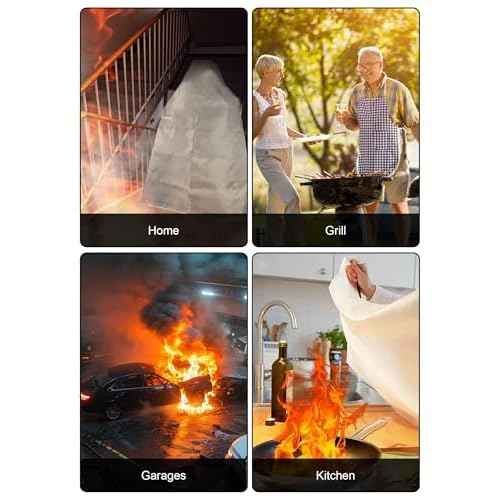 Fire Blanket Emergency for Home and Kitchen, 40" x 40", Fiberglass Suppression Fire Retardant Blankets for Office, Car, Warehouse, Fireplace, Grill Safety (2 Pack)