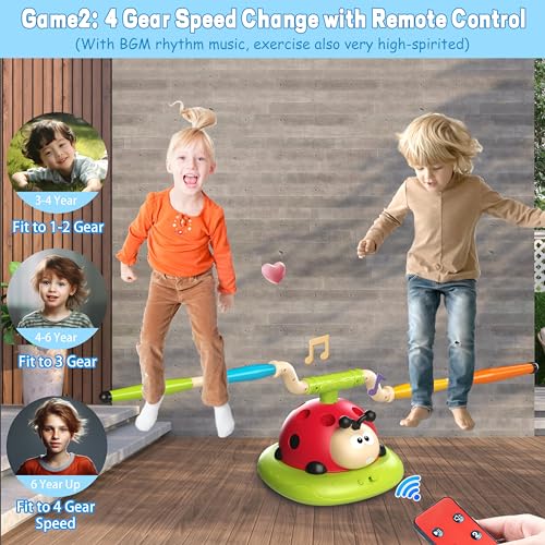 3-in-1 Kids Outdoor Toy Set with Rocket Launcher, Ring Toss & Jumping Game
