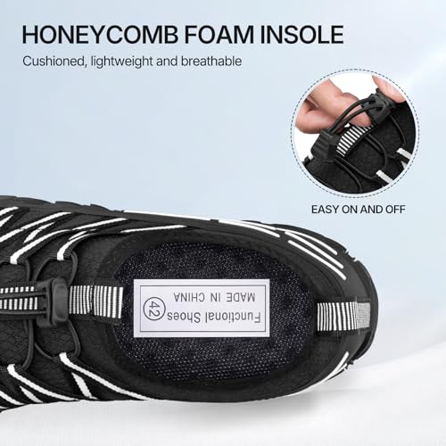 Water Shoes for Women Men Barefoot Swim Beach Hiking Pool - Black White 9 Women / 7.5 Men