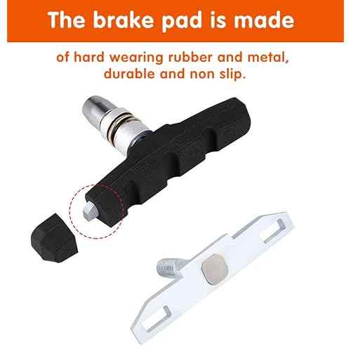 2 Pairs Bike Brake Pad Set - Professional Mountain and Road Bicycle 70mm V-Brake Pads - Bike Brake Blocks Kit with Hex Nut and Shims - No Noise No Skid - Black