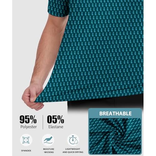 ZITY Mens Golf Shirts Short Sleeve Print Patterns Performance Moisture Wicking Polo Shirt