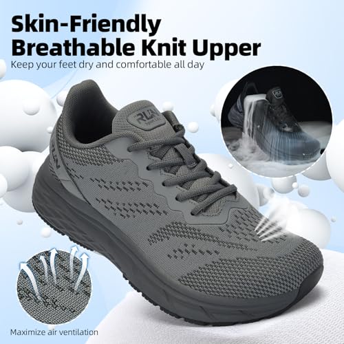 Wide Toe Box Athletic Shoes for Men - Cushioned Road Running Sneakers - Dark Grey 14 Wide