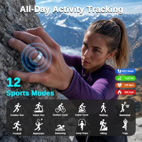 Smart Ring for Women & Men - Fitness & Health Tracker, Silver, Size 9