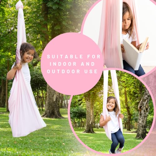 Kids & Adult Sensory Swing Reversible Cuddle Chair - Light Pink/Ivory