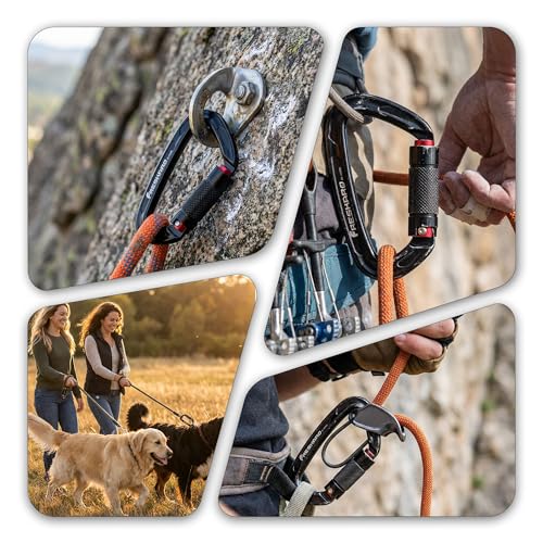 Black 4-Pack Climbing Carabiners 25kN Twist Auto Lock Aluminium Lightweight