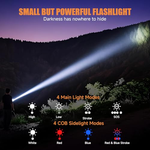Banral Rechargeable Magnetic Small Flashlights High Lumens - Super Bright Powerful LED Tactical USB C Flashlight, 8 Modes, Dual Button Waterproof Pocket Flash Light for Emergency, Car (2, Black)