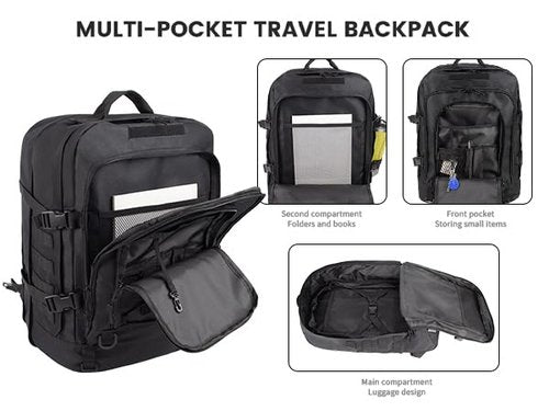 RooPoke Expandable Large Tactical Backpack for Men Military Backpacks 40-64L 3 Day Assault Pack Molle Bag For Outdoor Adventures Car Travel Backpacks