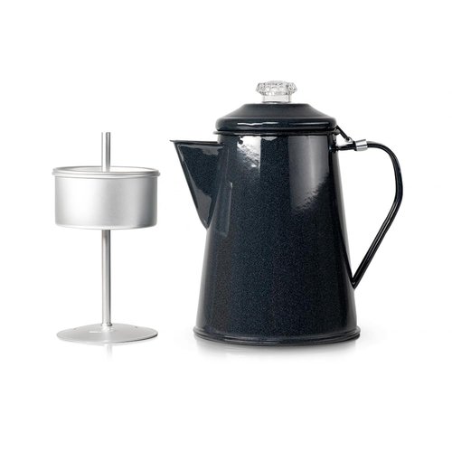 GSI Outdoors Mesa - Shadow - 2 QT Enamelware Percolator Coffee Pot – 8-Cup Dishwasher Safe Campfire Coffee Maker, Durable Vintage Kettle for Camping, RV, Stovetop & Outdoor Brewing