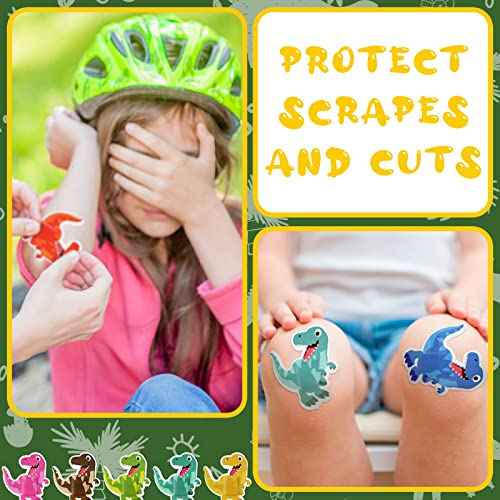 Sinmoe 60 Pcs Kids Dinosaur Bandages Bulk Cute Cartoon Adhesive Bandages Colorful Breathable Protect Scrapes and Cuts for Boys Girls Children Toddlers