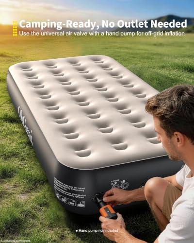 OhGeni 13-Inch Raised Twin Air Mattress with Built-In Pump - Black