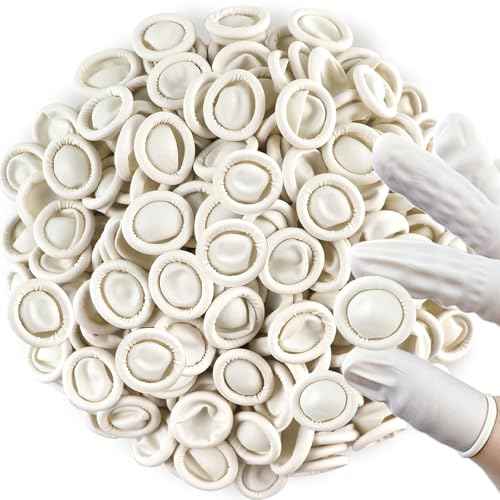 (Approx 300 Pcs) Finger Covers,Latex Finger Covers Disposable Gloves,Thumb and Fingertip Protector Finger Glove,Suitable for Cleaning Beauty Electronic Component Repair Handmade Oroduction(Whiter)