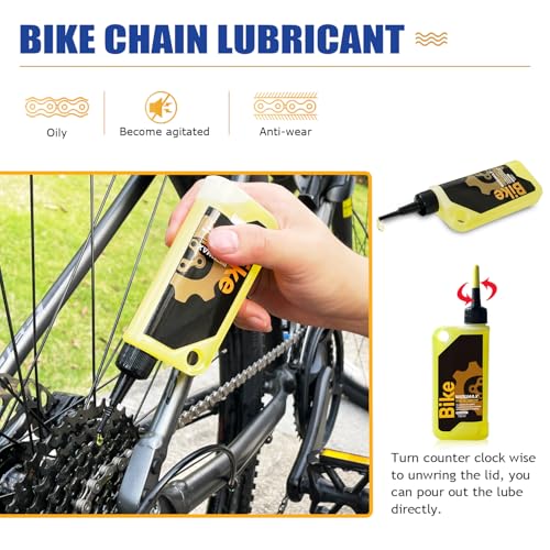 Yellow 7-in-1 Bike Chain Cleaning Kit with Degreaser & Lube for MTB & Road Bikes
