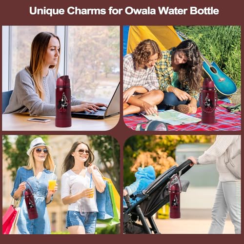 4pcs Water Bottle Accessories Set for Owala FreeSip 32oz - Black Cherry