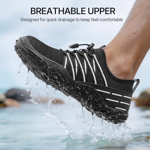 Water Shoes for Women Men Barefoot Swim Beach Hiking Pool - Black White 9 Women / 7.5 Men