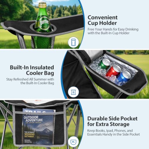 Oversized Camping Chair 2 Pack Heavy Duty Folding Lawn Chairs 500LBS Support