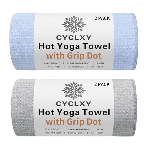 Gray & Blue 72 x 26.5-Inch Non-Slip Yoga Towel with Grip Dot for Hot Yoga