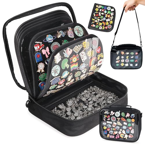 Pin Display Book for Trading Pins with Shoulder Straps and Clear Cover
