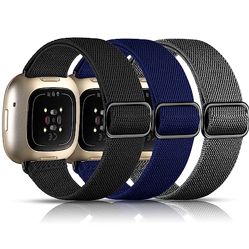 Maledan Adjustable Sports Wristbands for Fitbit Versa 3/ Sense 2 - Black & Navy Blue (Variation of THIS listing)