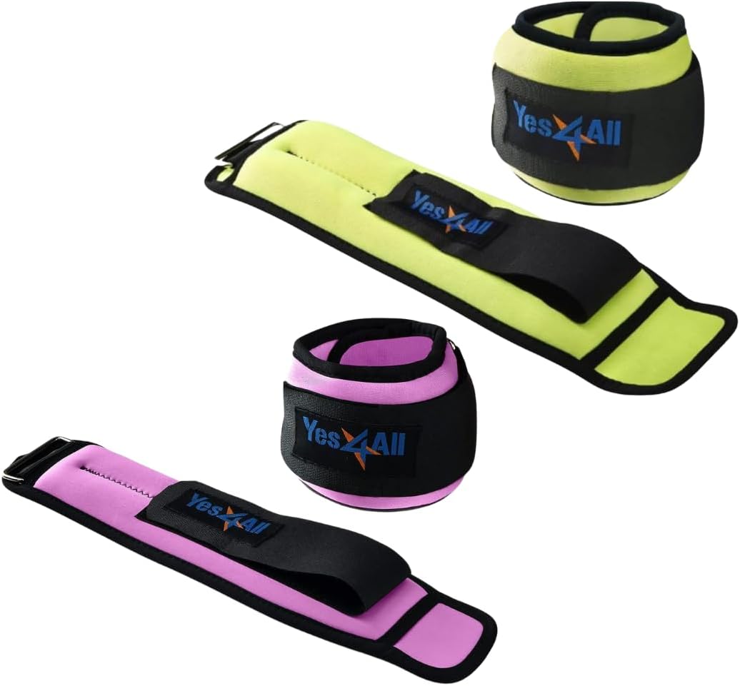 Yes4All Wrist & Ankle Weights Pair 1lb -10lbs, Adjustable Strap for Walking, Jogging, Pilates, Gym Fitness Workout for Women, Men