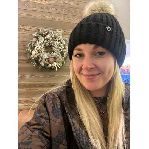 Funky Junque Women¡¯s Winter Detachable Pom Beanie ? Warm Knit Hat with Removable Faux Fur Pom, Soft Stretch Acrylic Cozy Cap