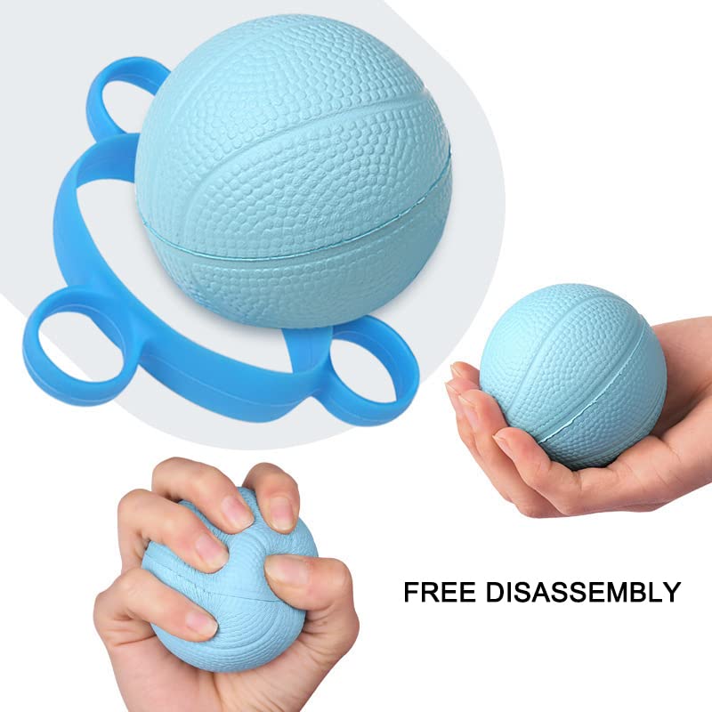 Finger Exercise Ball, Grip Ball Hand Therapy Squeeze Relief Stress Ball Strengthener, Hand Grip Strength Trainer for Exercise and Physical Therapy (Blue)