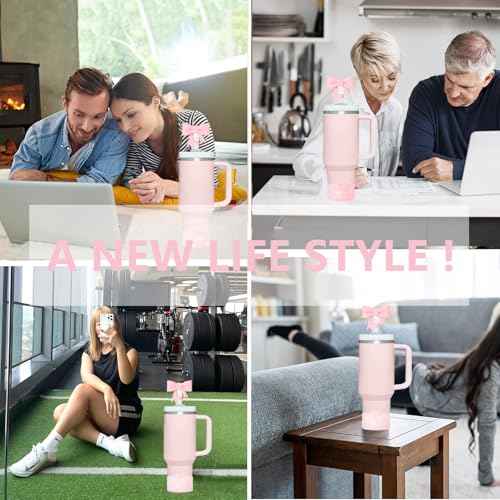 Bow Silicone Boot for StanleyTumbler 20-40oz& Owala Water Bottle 24oz& IceFlow 20oz 30oz& Hydroflask Water Bottle 12-24oz Anti-Slip Sleeve for Stanley Cup Accessories