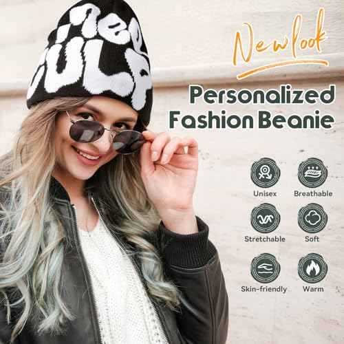 TaowaveWomen Beanie Y2k Hat,MEA Culpa Graphic Beanies Designs,Winter Hat Knit Skull Cap for Women