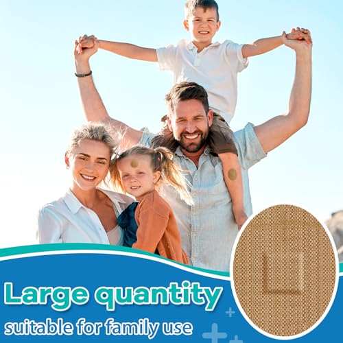 Geiserailie 200 Pcs Adhesive Small Spot Bandages Bulk Fabric Oval Flexible Adhesive Nose Face Bandages with Non Stick Pad Round Oval Square Strip for Skin Wound Care