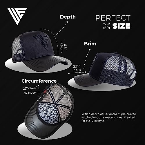 Urban Effort Men's Snapback Cap Black Leather - Curved Brim Trucker Hat