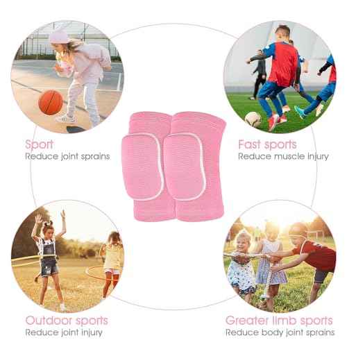 Knee Pads for Kids Suit for Age 7-12 Years, Wrestling Knee Pads Volleyball Knee Pads Thick Sponge Youth Girls Anit-Slip Sport Knee Support Brace for Volleyball Dance Yoga Running Climbing Pink