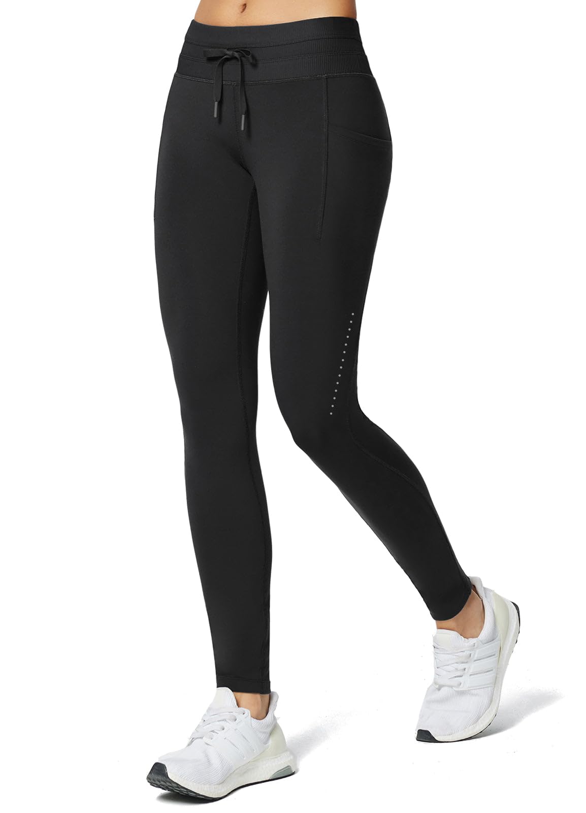 baleaf Women's Fleece Lined Warm Leggings Winter Thermal Waterproof Tights High Waisted Ski Hiking Pants Gear with Pockets Black M