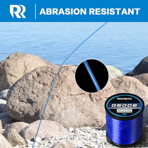 Blue Monofilament Fishing Line - 50Lb, 500Yds, UV Reactive, Low Memory