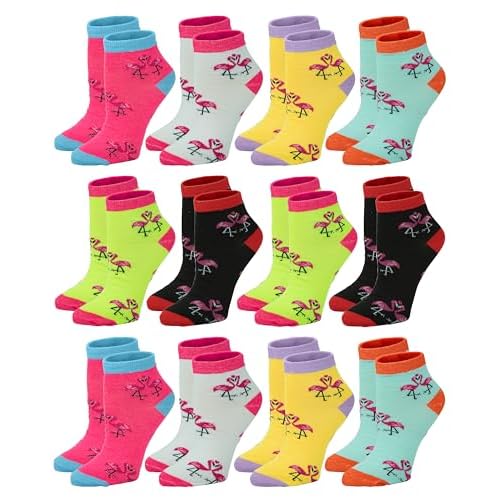 Gelante 12-Pair Women's Ankle Socks, Colorful Comfortable Lightweight Breathable Athletic