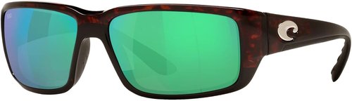 Costa Man Sunglasses Matte Black Frame, Green Mirror Lenses, 59MM
