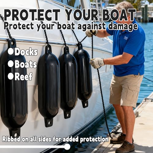 VANCUS 6.3 x 23 Inch Boat Fenders 2-Pack Black Docking Bumpers