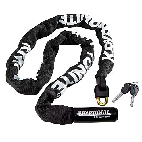 Kryptonite Keeper 712 Bike Chain Lock, 4 Feet Long Heavy Duty Anti-Theft Bicycle Chain Lock with Keys for Bike, Motorcycle, Scooter, Bicycle, Door, Gate, Fence,Black