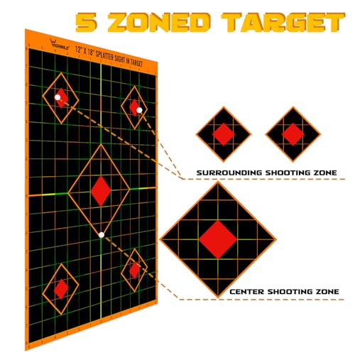 50 Pack Splatter Paper Shooting Targets - Vibrant Splash Effect 12x18 Inch