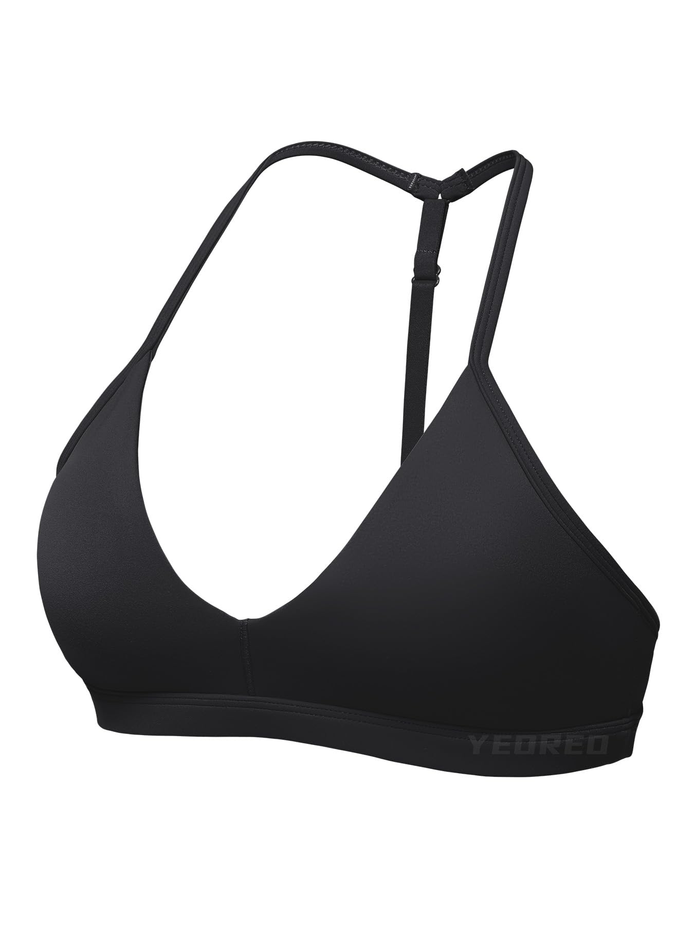 YEOREO CoreFlex Sports Bras for Women Strappy Padded Halter Open Back Light Impact Deep V Neck Yoga Workout Gym Tops Black S