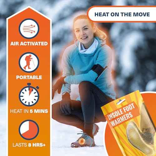 Bramble Insole Foot Warmers for Feet 5/15/30 Pair - Up to 10 Hours of Heat, All-Natural Odorless Air-Activated Warmers