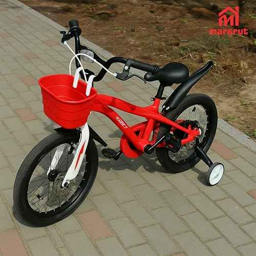 Tricycle Basket, Kids Bike Bag for Girls Boys Toddler, Front Handlebar Scooter Balance Bicycle Trike Small Saddlebag with Screw-Free Hanging Hooks, Plastic Detchable Storage Container Accessories, Red