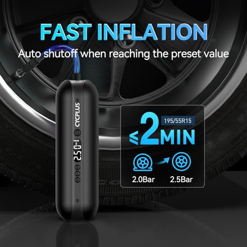 Portable Electric Tire Inflator Bike Pump 150 PSI Auto Off Black