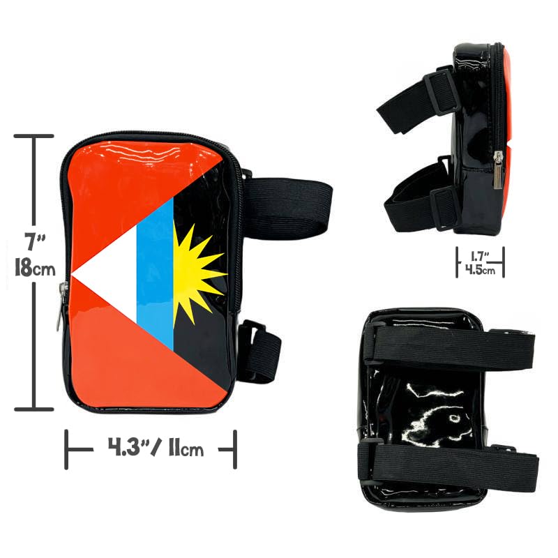 Antigua Flag Thigh Bag | Leg Harness for Women | Outdoor Waist Pouch | Carnival Hiking Travel Fanny Pack with Adjustable Straps | Antigua Barbuda