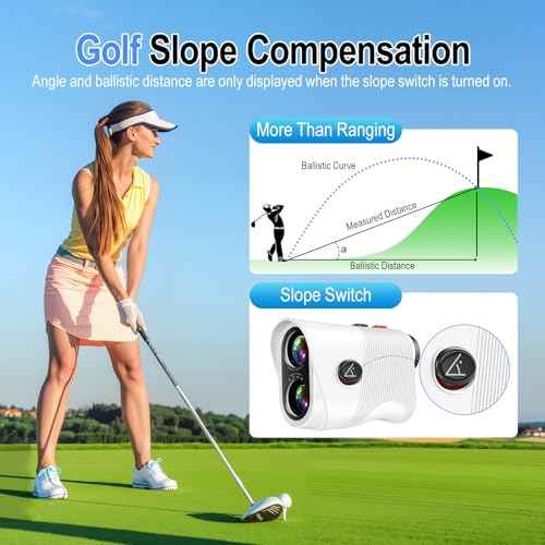 Range Finder Golf Rangefinder with Slope, 1200 Yards Laser Range Finder with 7X Magnification, Rechargeable Golf Range Finder with Flag Lock, Vibration, Magnetic, Golf Accessories for Men and Women